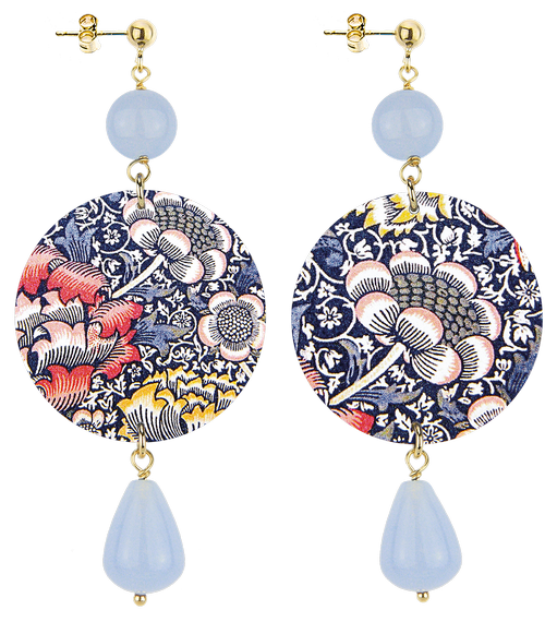 Orecchini Tessuto Fiori Classico Celeste - Lebole Maison