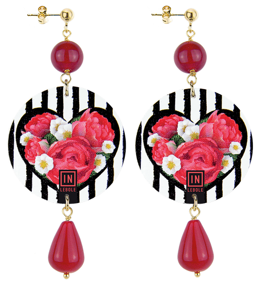 Orecchini Fiore Rosso A Cuore Classico Rubino - Lebole Maison