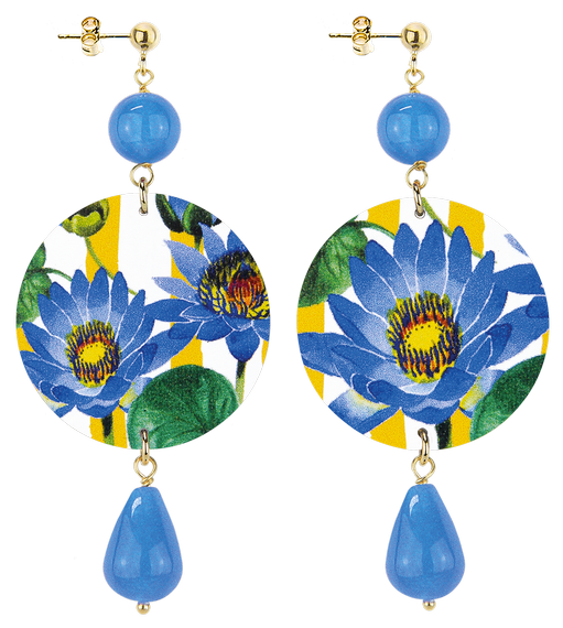 Orecchini Fiore Giallo Classico Azzurro - Lebole Maison