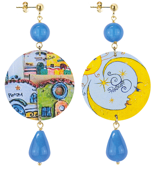 Orecchini Ponza Luna Classico Azzurro - Lebole Maison
