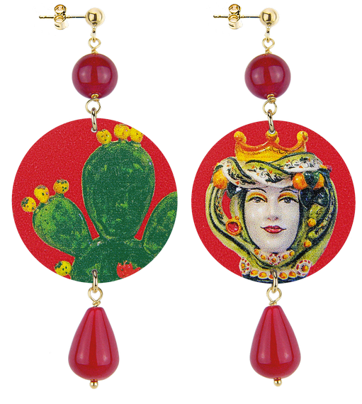 Orecchini Sicilia Cactus Classico Rubino - Lebole Maison