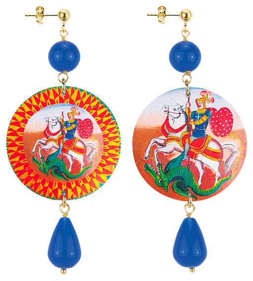 Orecchini Cavaliere Siciliano Classico Blu - Lebole Maison