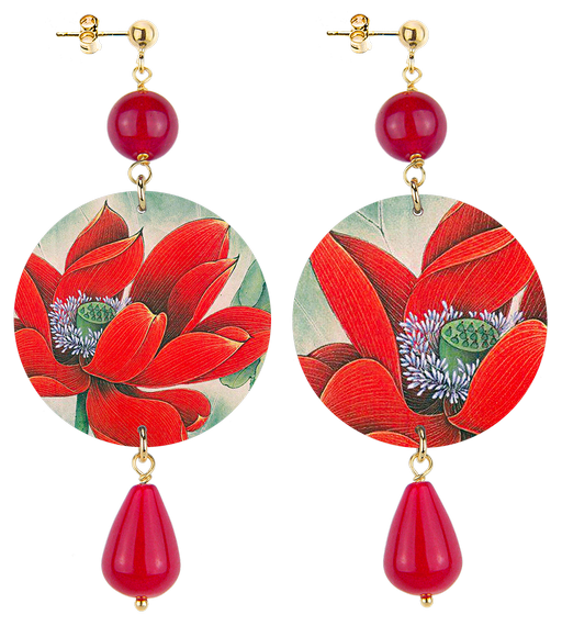 Orecchini Fiore Rosso Classico Rubino - Lebole Maison