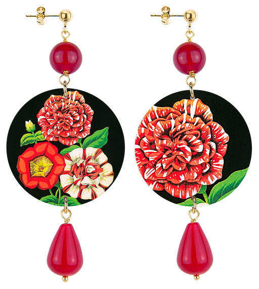 Orecchini Tre Fiori Classico Rubino - Lebole Maison