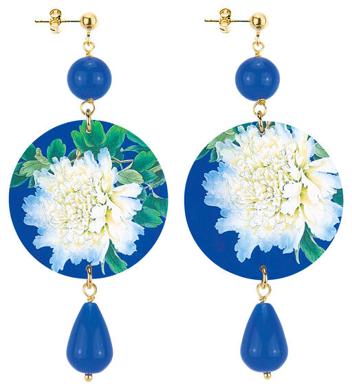 Orecchini Fiore Bianco Classico Blu - Lebole Maison