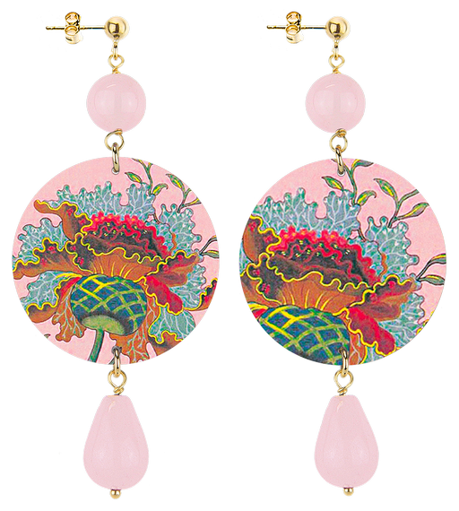 Orecchini Fiore Multicolore Classico Rosa - Lebole Maison