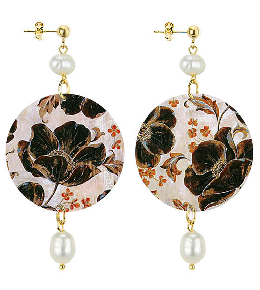 Orecchini Fiore Scuro Classico Perla - Lebole Maison