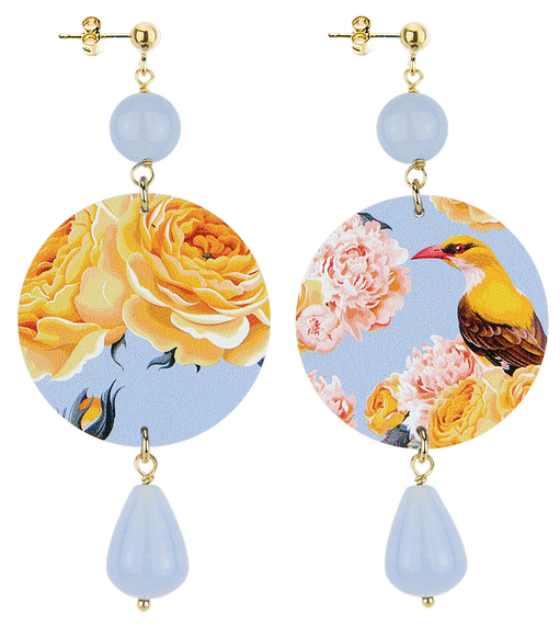 Orecchini Fiore Giallo Classico Celeste - Lebole Maison