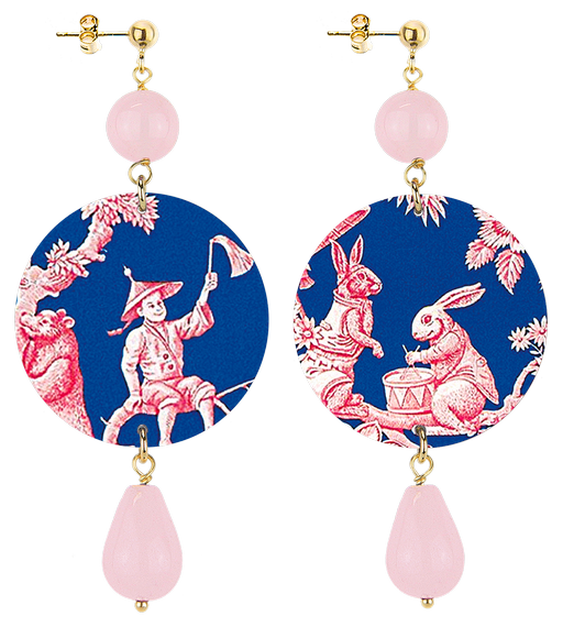 Orecchini Toile De Jouy Classico Rosa - Lebole Maison