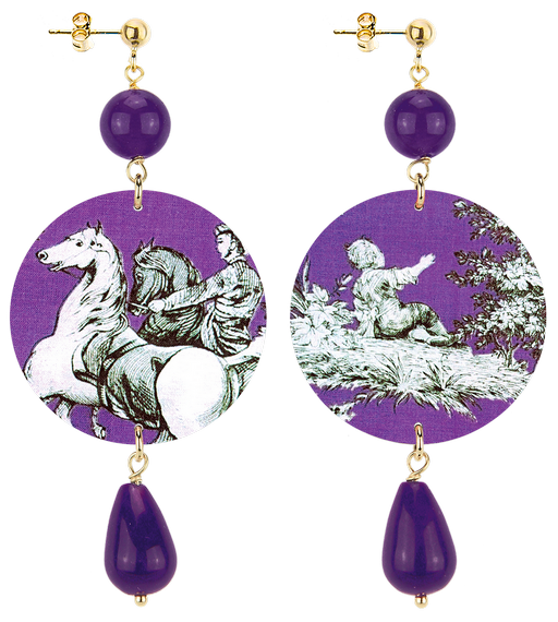 Orecchini Toile De Jouy Classico Viola - Lebole Maison