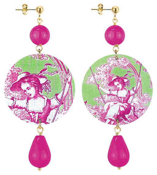 Orecchini Toile De Jouy Classico Fucsia - Lebole Maison