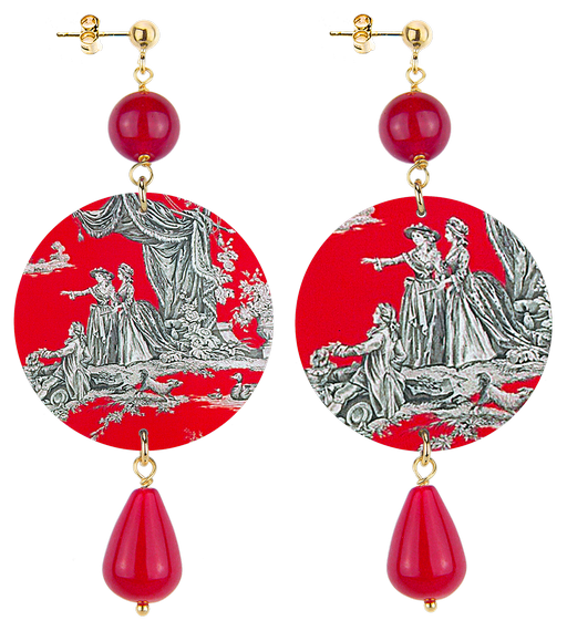 Orecchini Toile De Jouy Classico Rubino - Lebole Maison