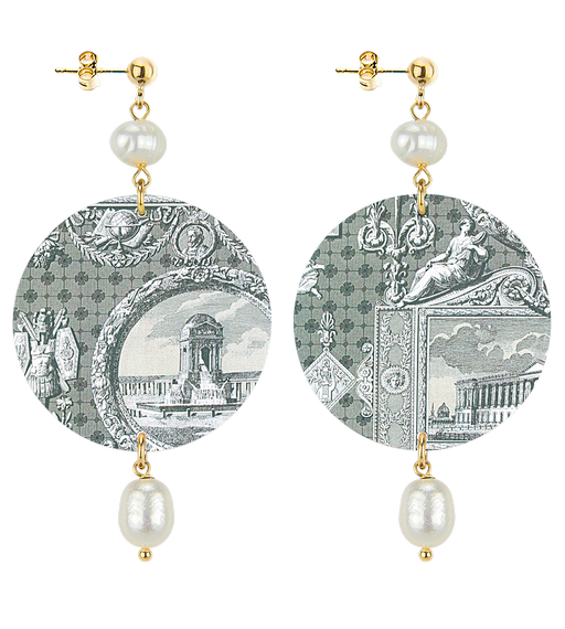 Orecchini Toile De Jouy Classico Perla - Lebole Maison