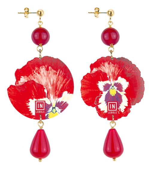 Orecchini Pans&egrave; Rossa Classico Rubino - Lebole Maison