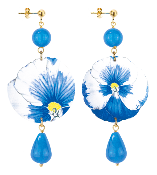 Orecchini Pans&egrave; Bianca Classico Azzurro - Lebole Maison