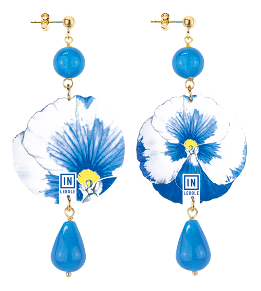 Orecchini Pans&egrave; Bianca Classico Azzurro - Lebole Maison