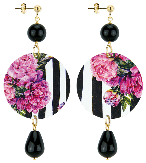 Orecchini Fiore Rosa Classico Nero - Lebole Maison