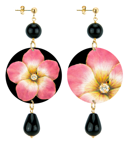 Orecchini Fiore Rosa Classico Nero - Lebole Maison