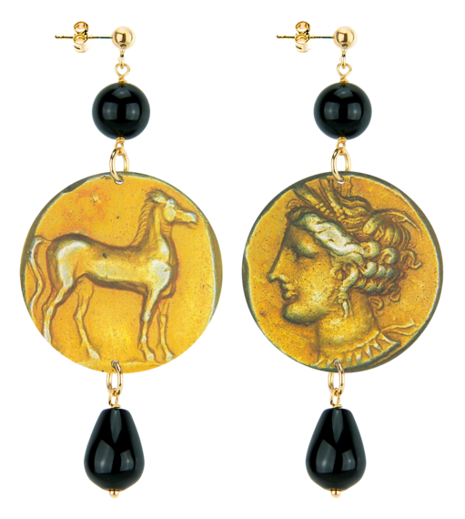 Orecchini Cavallo E Testa Classico Nera - Lebole Maison