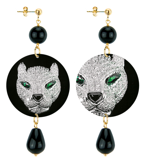 Orecchini Gioiello Testa Puma Classico Nera - Lebole Maison