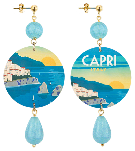 Orecchini Capri Classico Celeste Sfaccetato - Lebole Maison