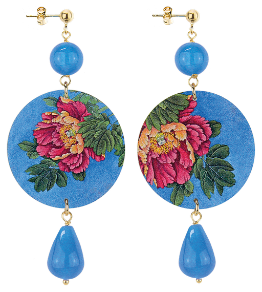 Orecchini Fiore Rosso Classico Azzurro - Lebole Maison