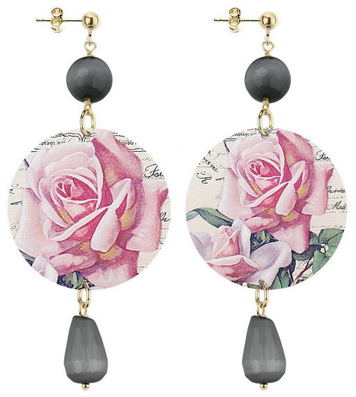 Orecchini Rosa Classico Grigio Scuro - Lebole Maison