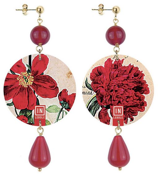 Orecchini Fiore Rosso Classico Rubino - Lebole Maison