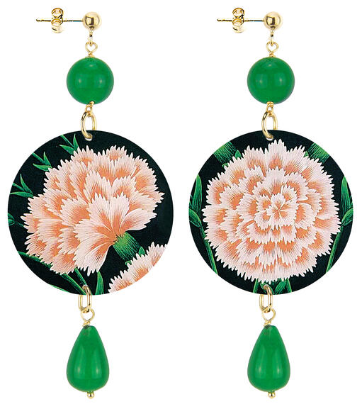 Orecchini Fiore Rosa Classico Verde - Lebole Maison