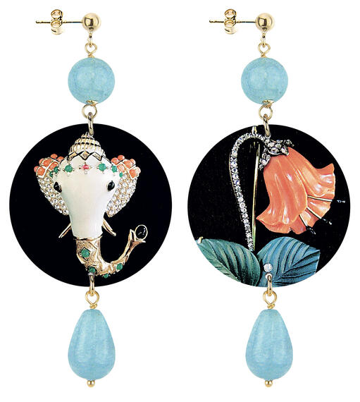 Orecchini Elefante Gioiello Classico Celeste Sfumato - Lebole Maison