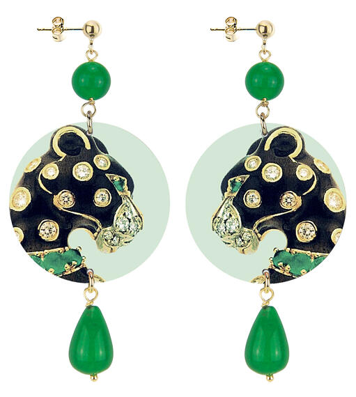 Orecchini Pantera Gioiello Classico Verde - Lebole Maison