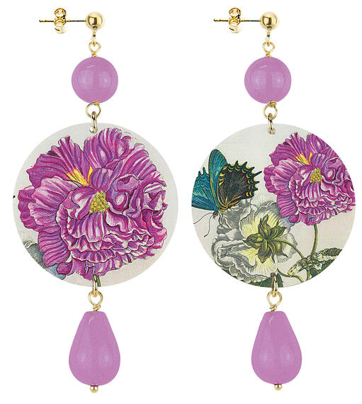 Orecchini Fiore E Farfalla Classico Viola Chiaro - Lebole Maison