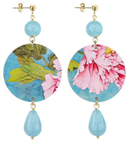 Orecchini Fiore Rosa Classico Celeste Sfumato - Lebole Maison