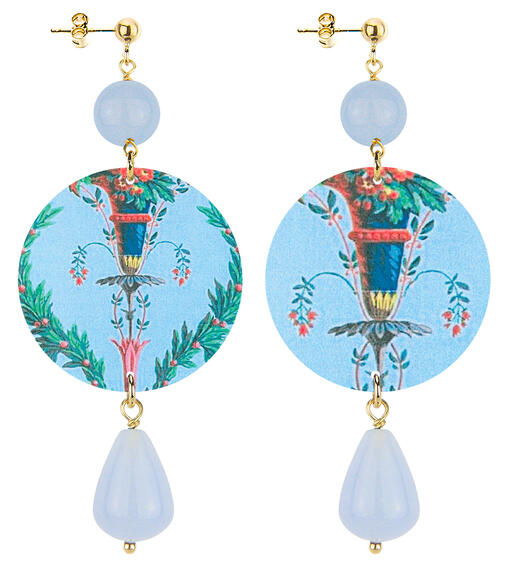 Orecchini Fiore E Vaso Classico Celeste - Lebole Maison