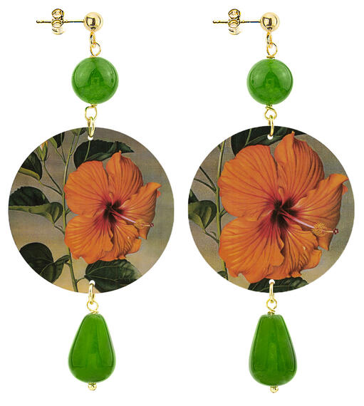 Orecchini Lilium Rosso Classico Verde Oliva - Lebole Maison