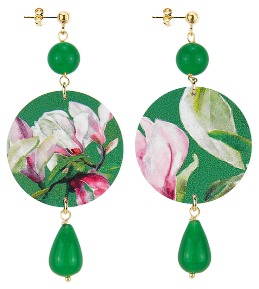 Orecchini Fiore Bianco Classico Verde - Lebole Maison