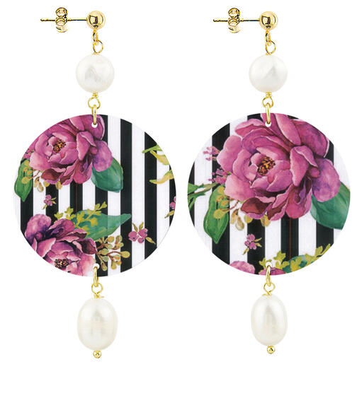 Orecchini Fiori Riga Nera Classico Perla - Lebole Maison