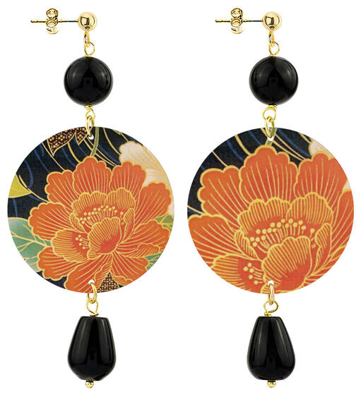 Orecchini Fiore Rosso Classico Nero - Lebole Maison