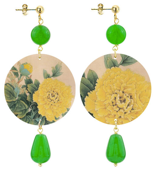 Orecchini Fiori Gialli Classico Verde - Lebole Maison