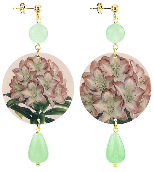 Orecchini Fiori Rosa Classico Verde Giada - Lebole Maison