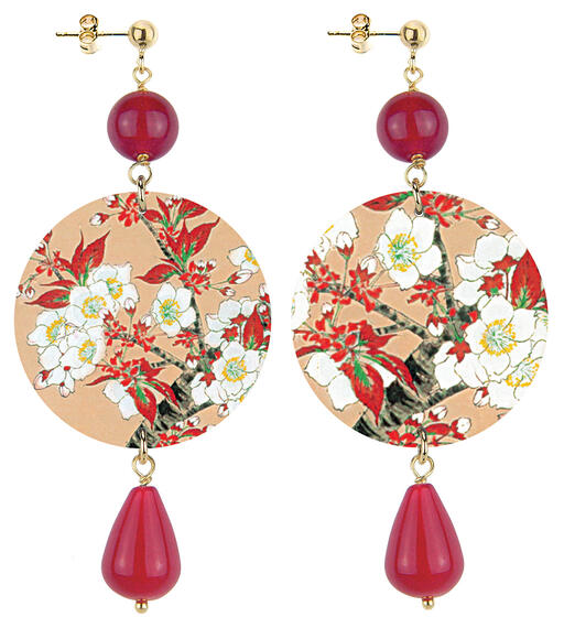 Orecchini Fiori Bianchi Classico Rubino - Lebole Maison