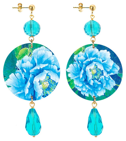 Orecchini Fiore Azzurro E Bianco Classico Azzurro - Lebole Maison