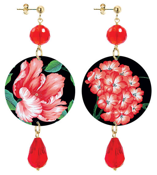 Orecchini Fiore Rossi Classico Rubino - Lebole Maison