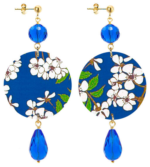 Orecchini Fiore Bianco Classico Blu - Lebole Maison