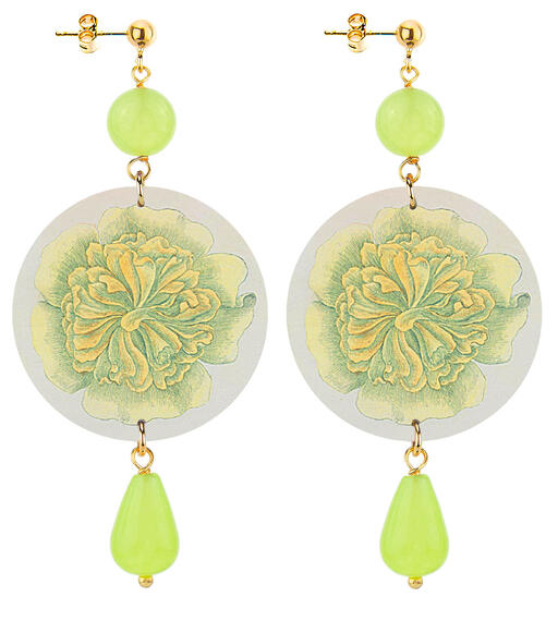 Orecchini Fiore Giallo Classico Verde Prato - Lebole Maison