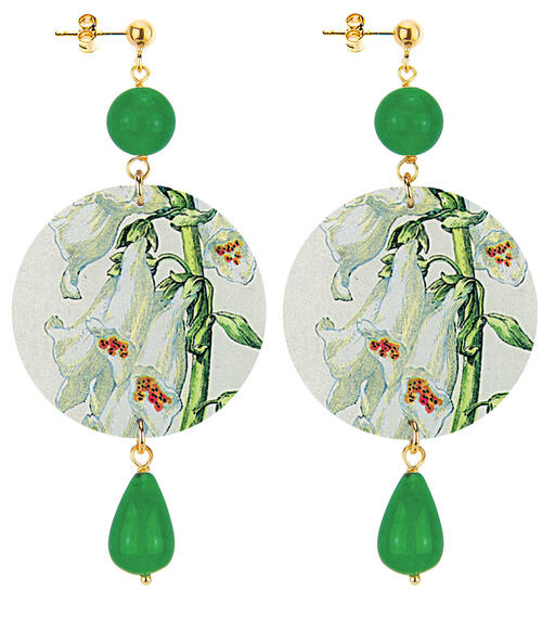 Orecchini Fiore Bianco Classico Verde - Lebole Maison