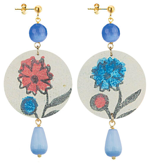 Orecchini Fiore Rosso E Azzurro Classico Azzurro Sfumato - Lebole Maison