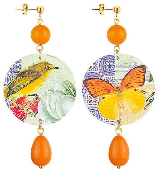 Orecchini Uccello E Farfalla Classico Ambra - Lebole Maison