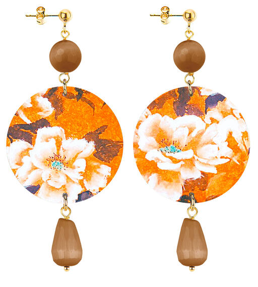 Orecchini Fiore Bianco Classico Marrone - Lebole Maison