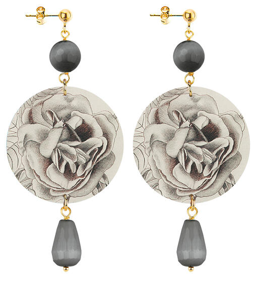 Orecchini Fiore Grigio Classico Grigio Scuro - Lebole Maison